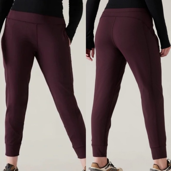 Athleta Pants - Athleta Rainier Mid Rise Soft Lined Jogger Spiced Cabernet M Athleisure Outdoor